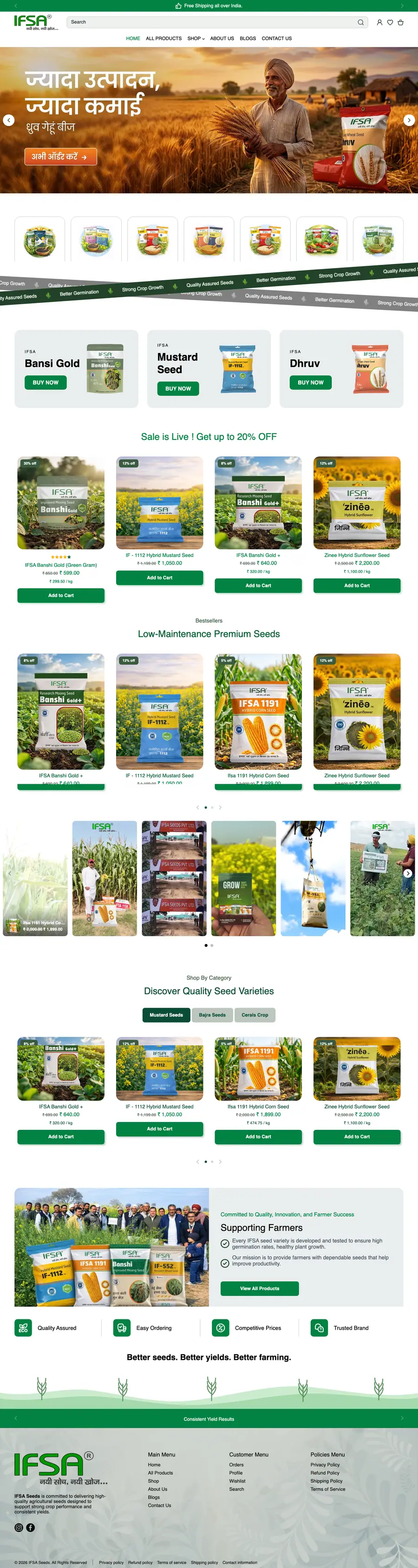 Full-page preview of the IFSA Seeds website
