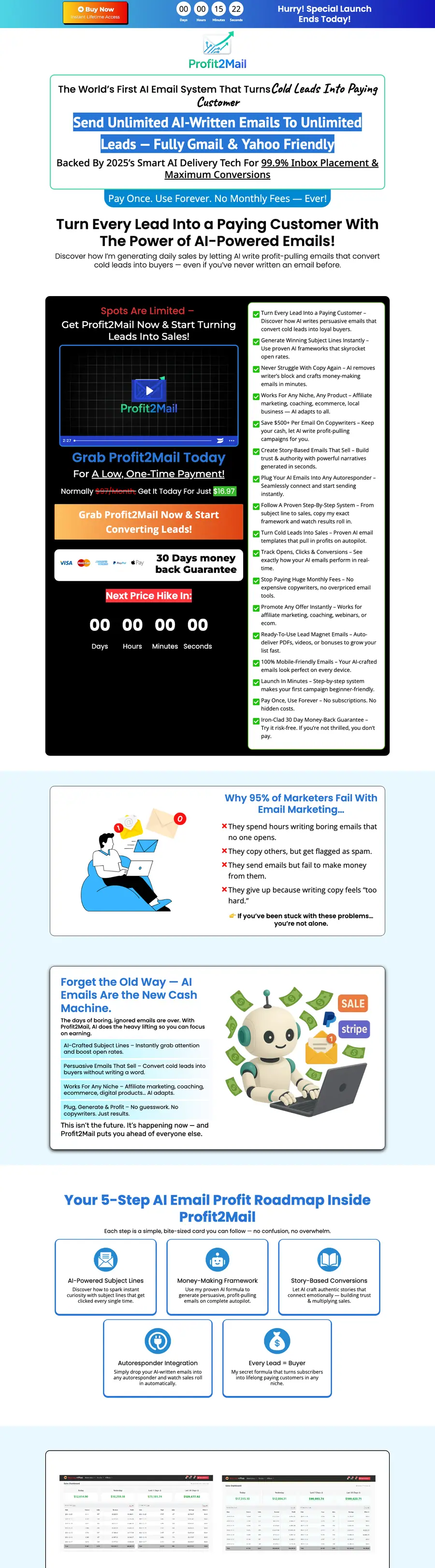 Full-page preview of the Profit2Mail website